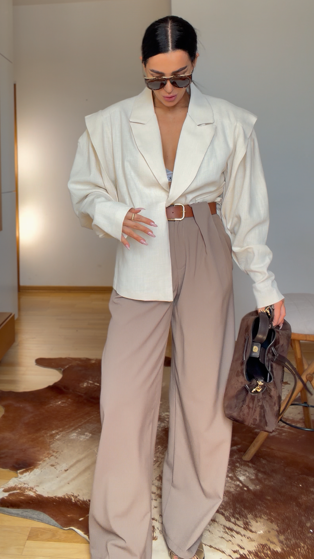 Oversize sako-ogrtač- Perla bela
