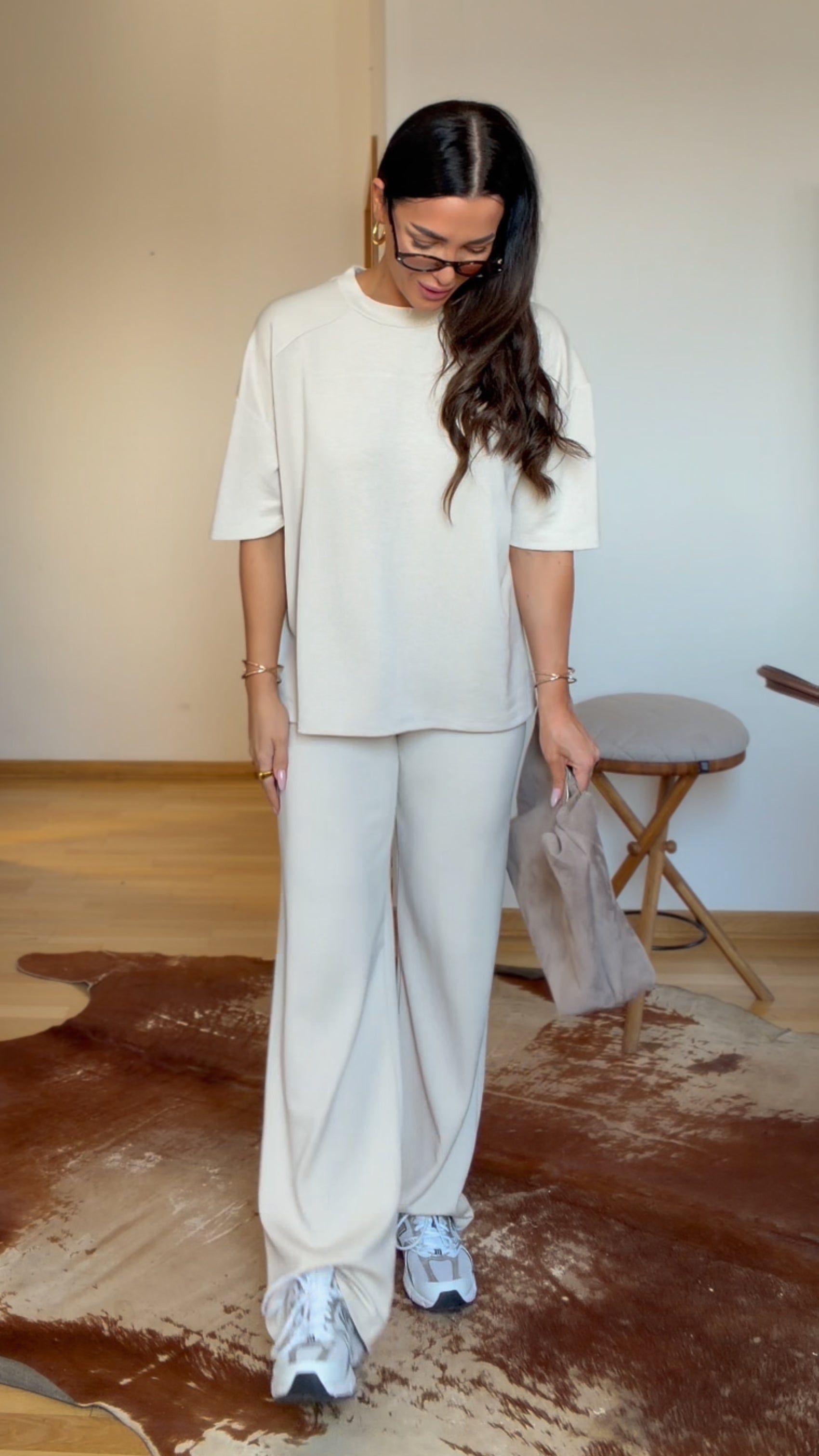 Power shoulder lounge set- Beige