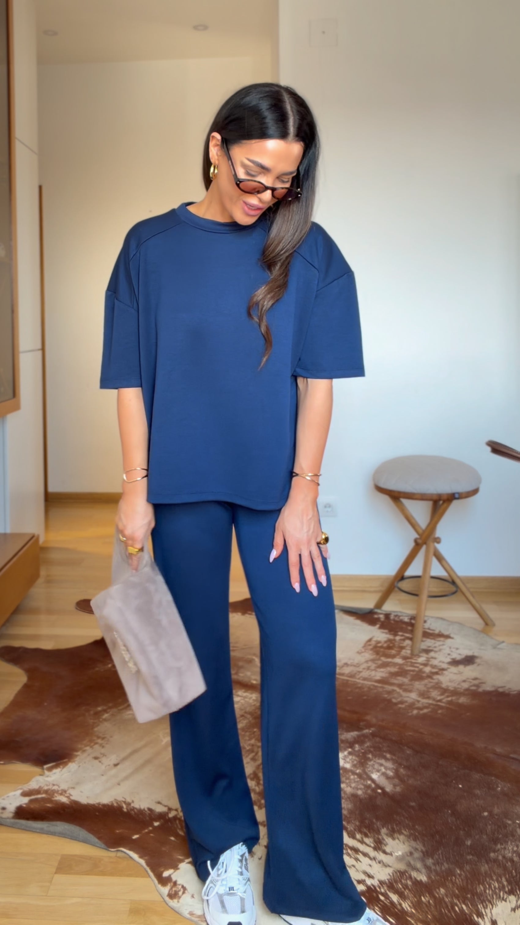 Power shoulder lounge set- Blue