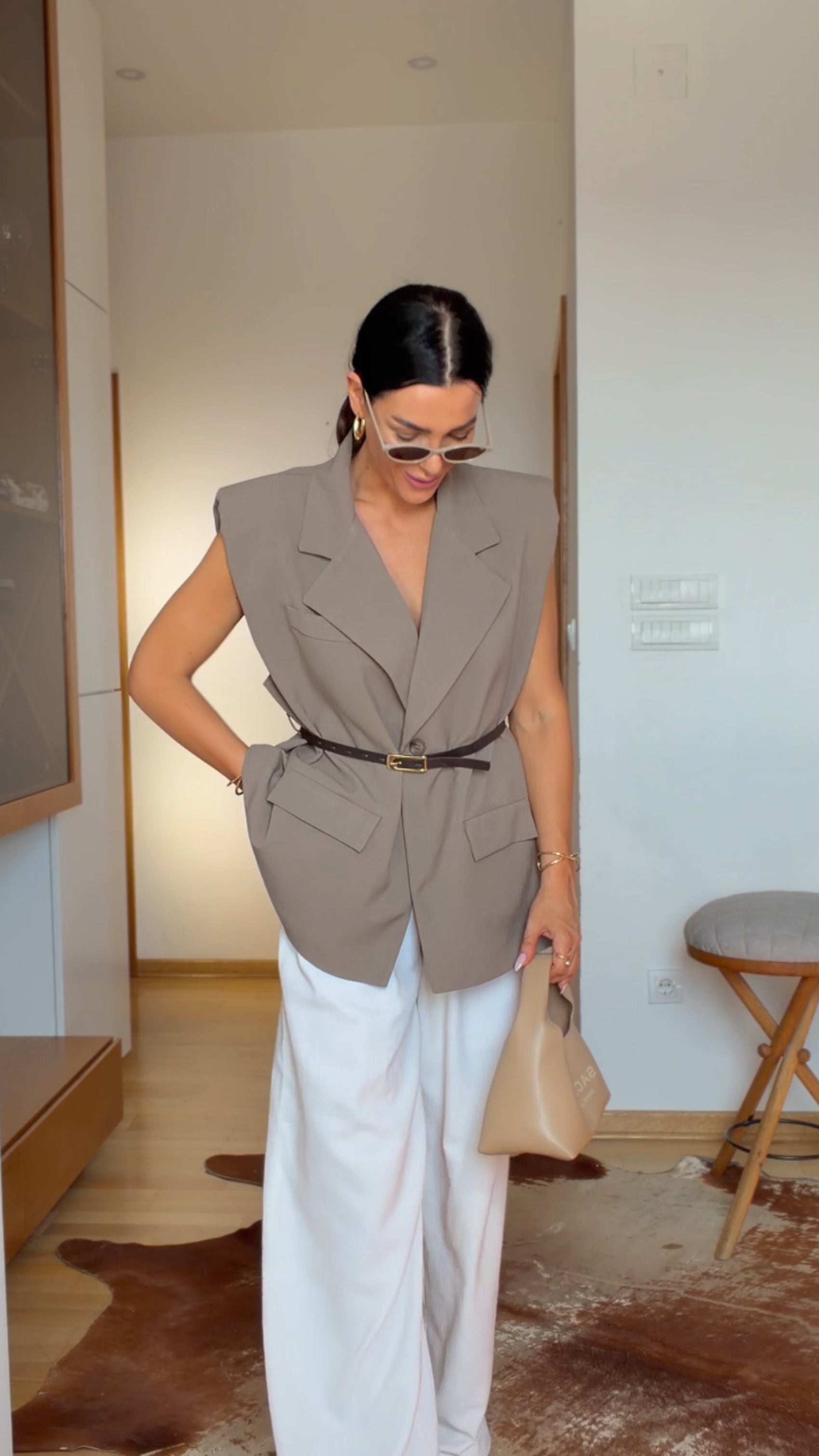 Oversize vest in Dusty Sage