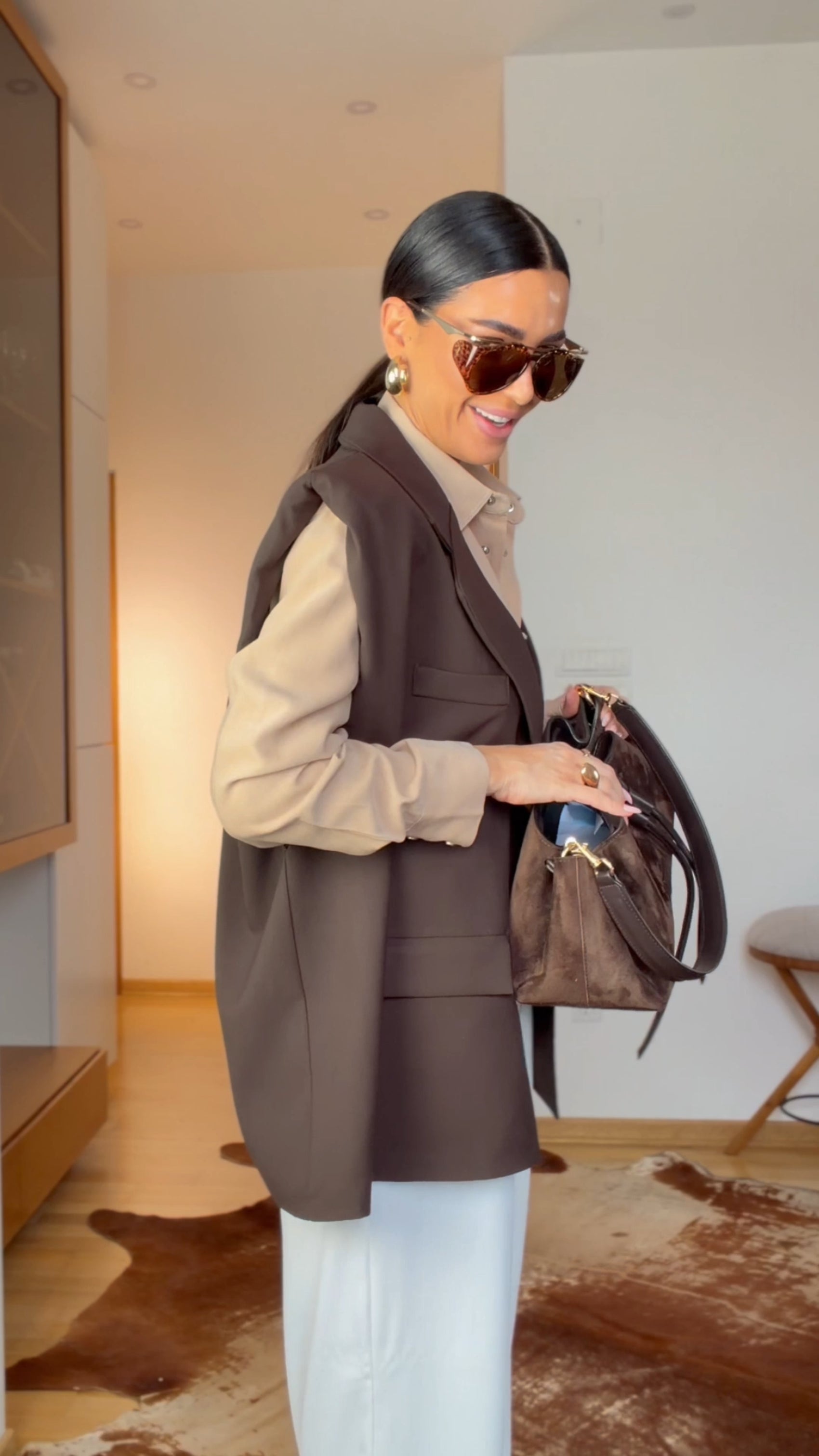 Oversize vest in Chocolate Brown