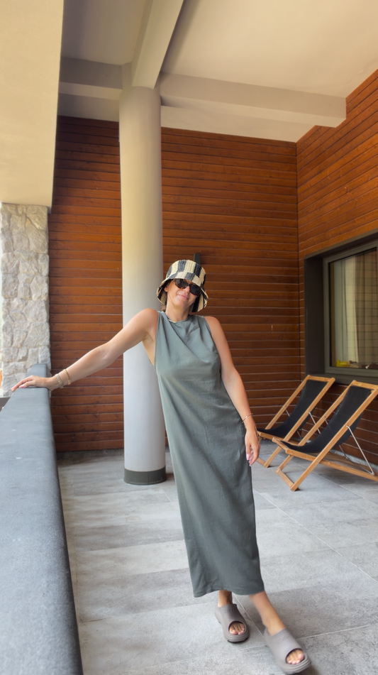 Sienna | Linen Dress - Sage