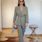 Belted suit set- Olive