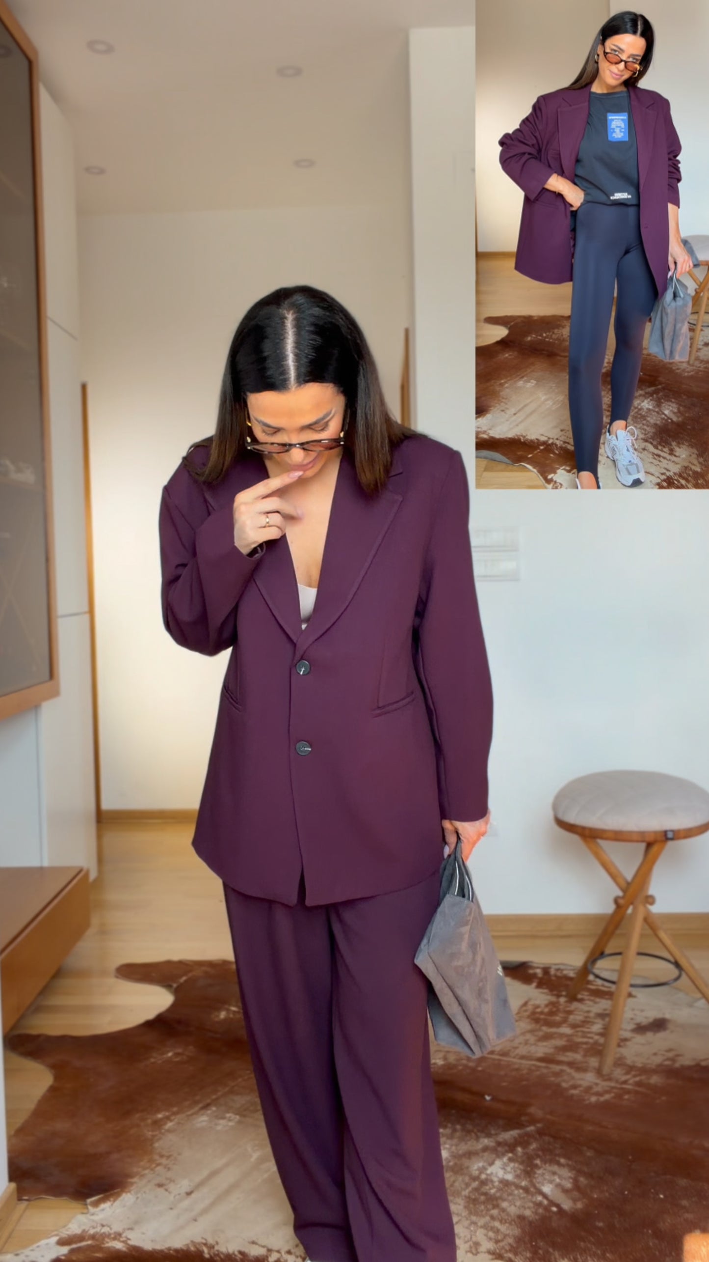 Oversize sako ljubičasto-bordo