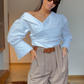 Statement Pants with belt-Beige