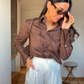 Extended cuff shirt- Brown