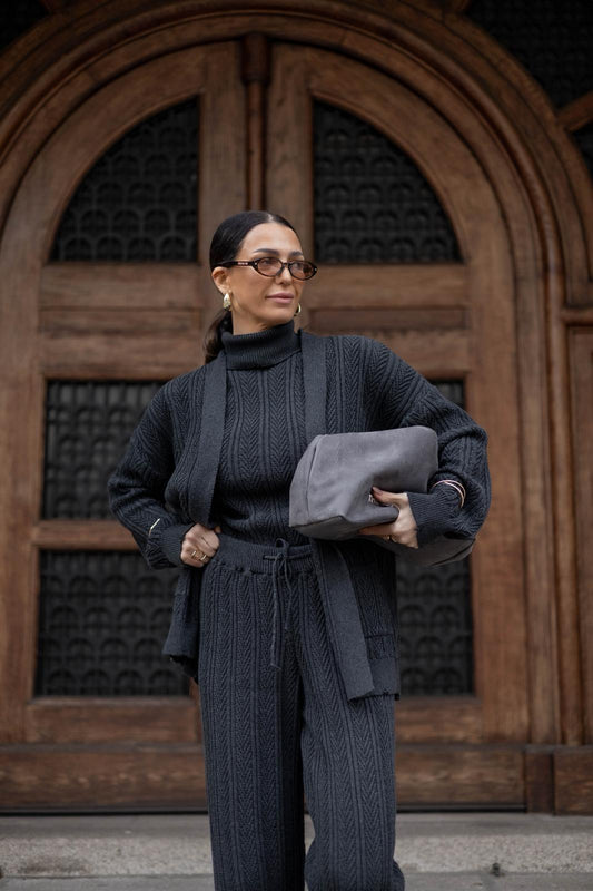 Trio trikotažni set- antracit sivi