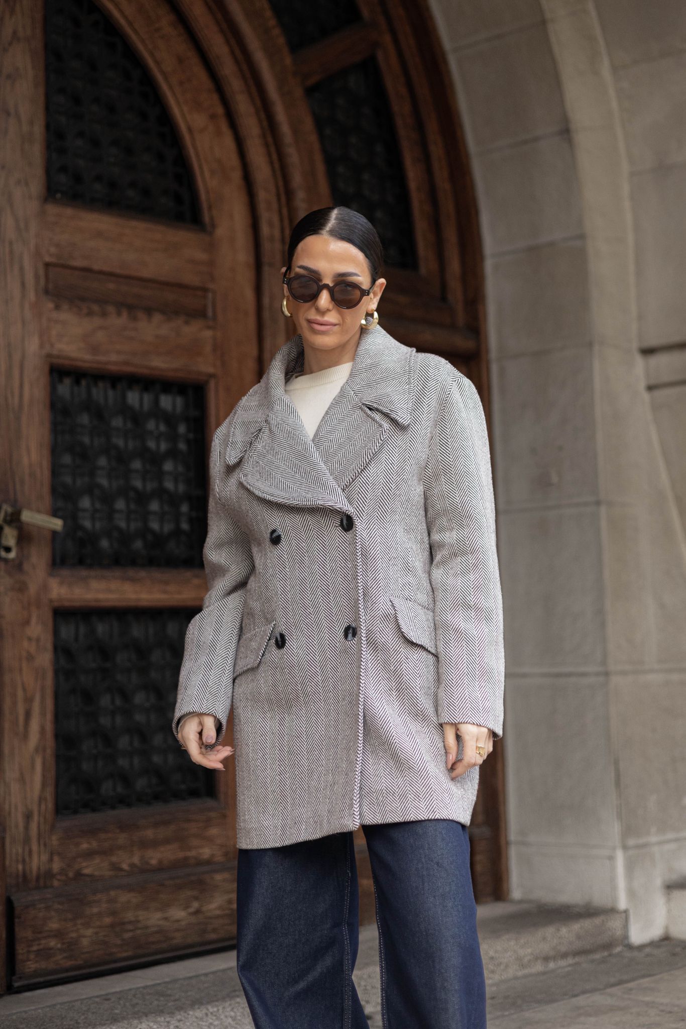 Kratki kaput braon-beli