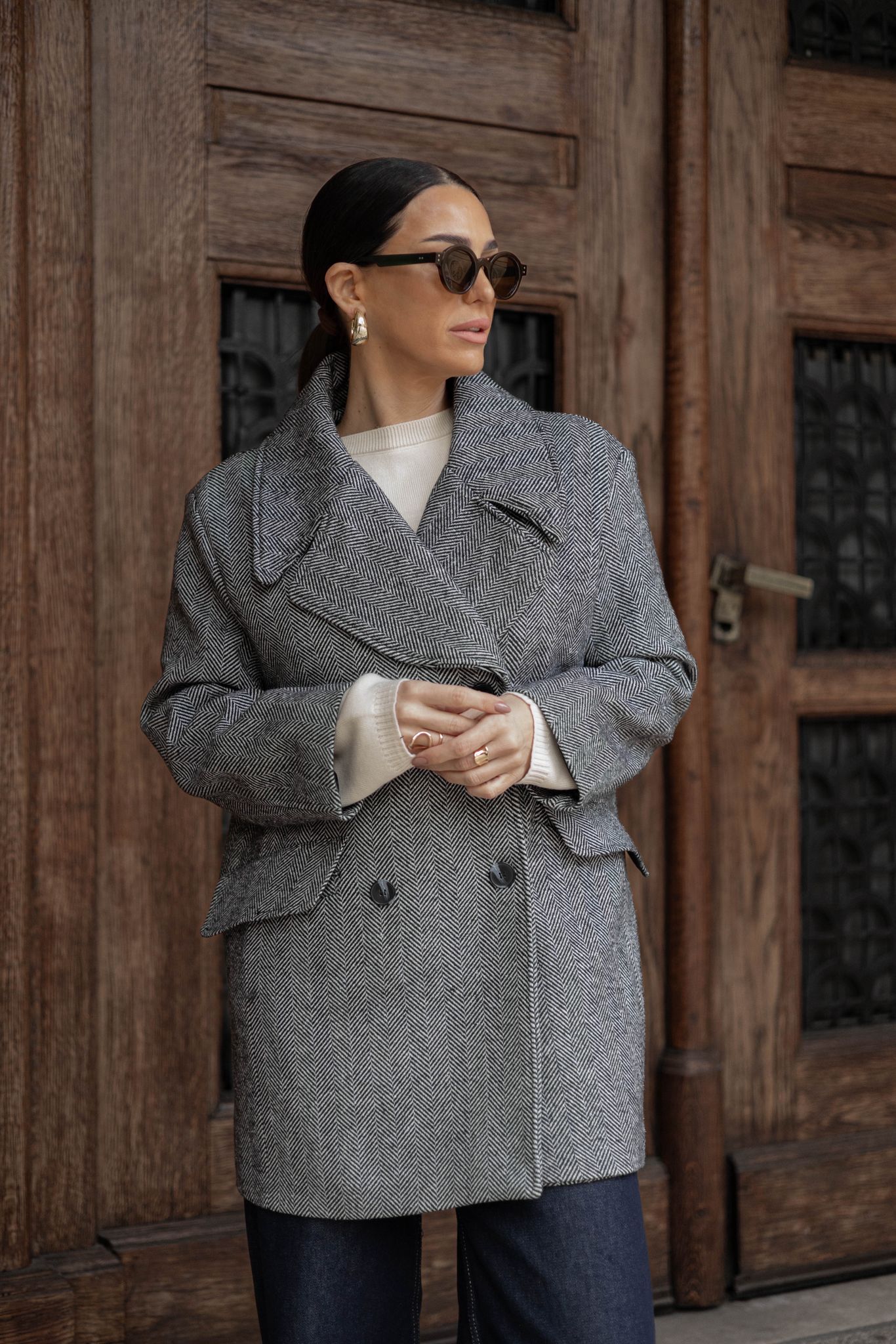 Kratki kaput crno-beli