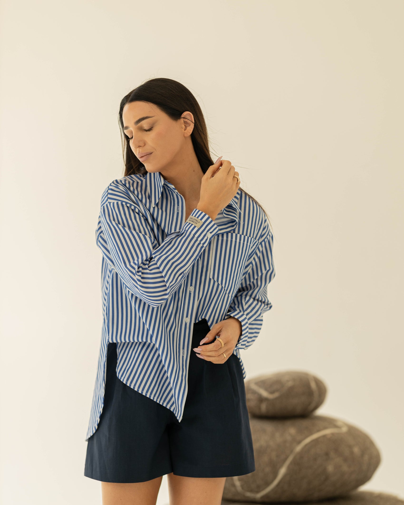 Summer Basic Shirt - Deep Blue Stripes