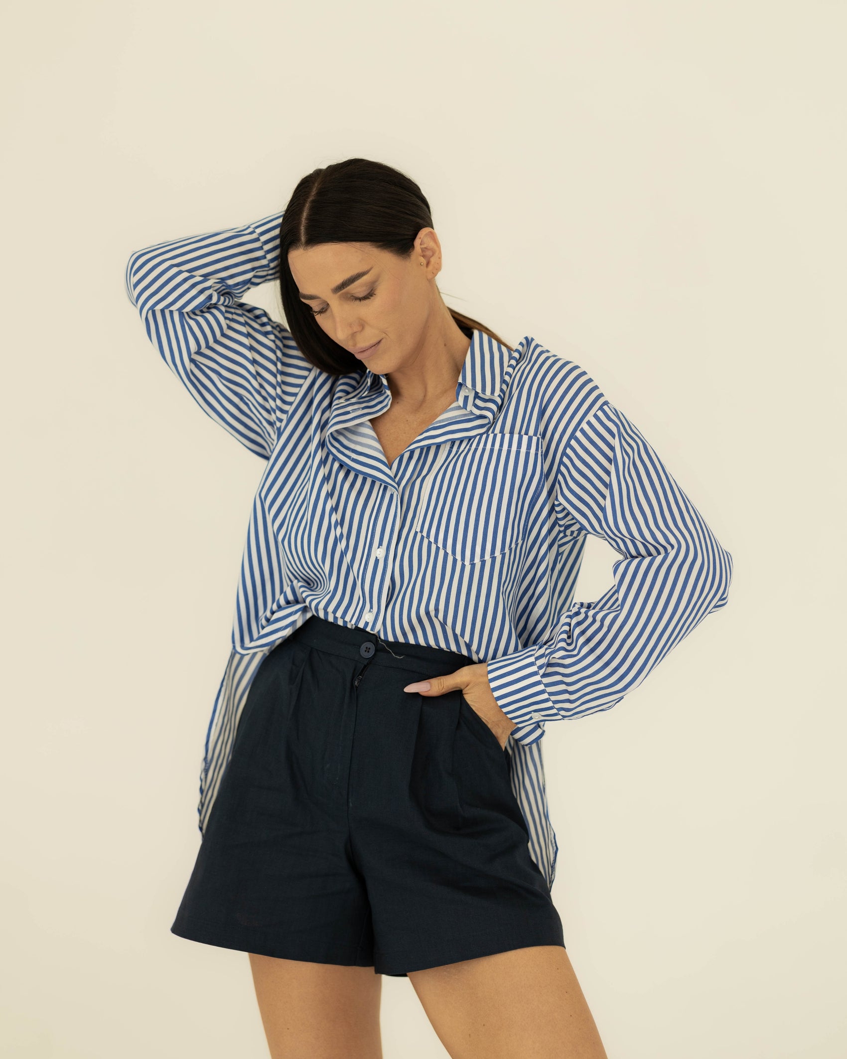 Summer Basic Shirt - Deep Blue Stripes