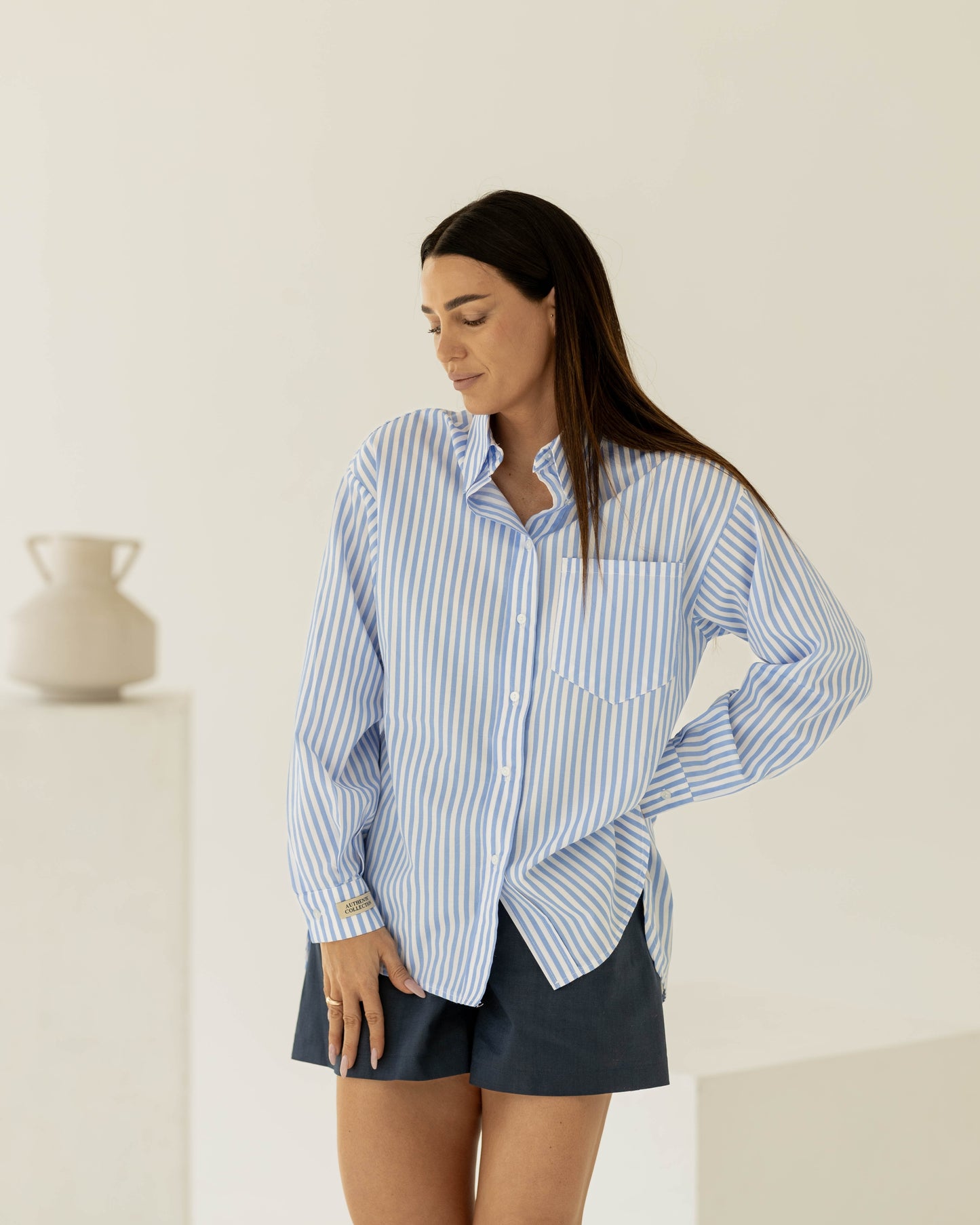Summer Basic Shirt - Soft Blue Stripes