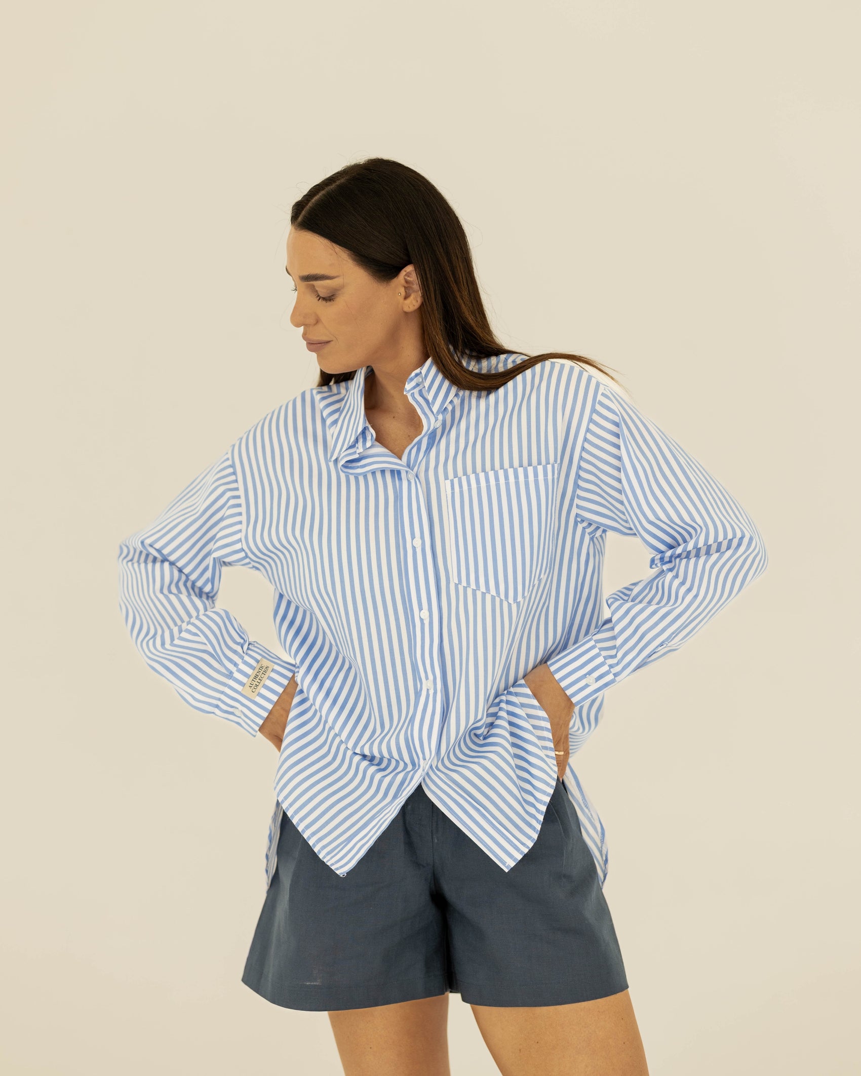 Summer Basic Shirt - Soft Blue Stripes