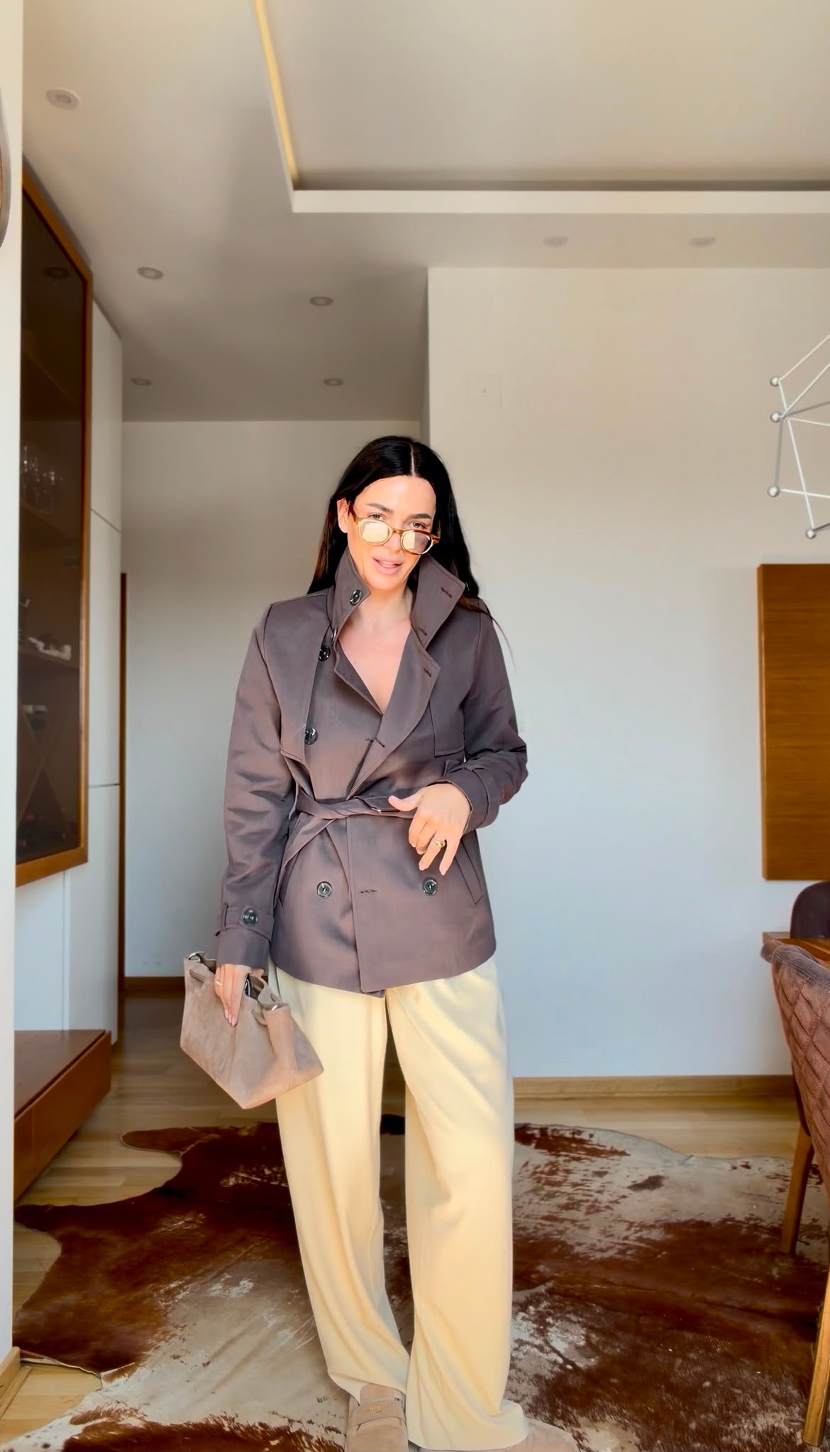 Short Trench Coat- Brown