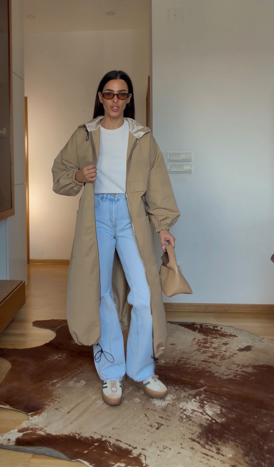 Longline Coat Jacket- Cappuccino Beige