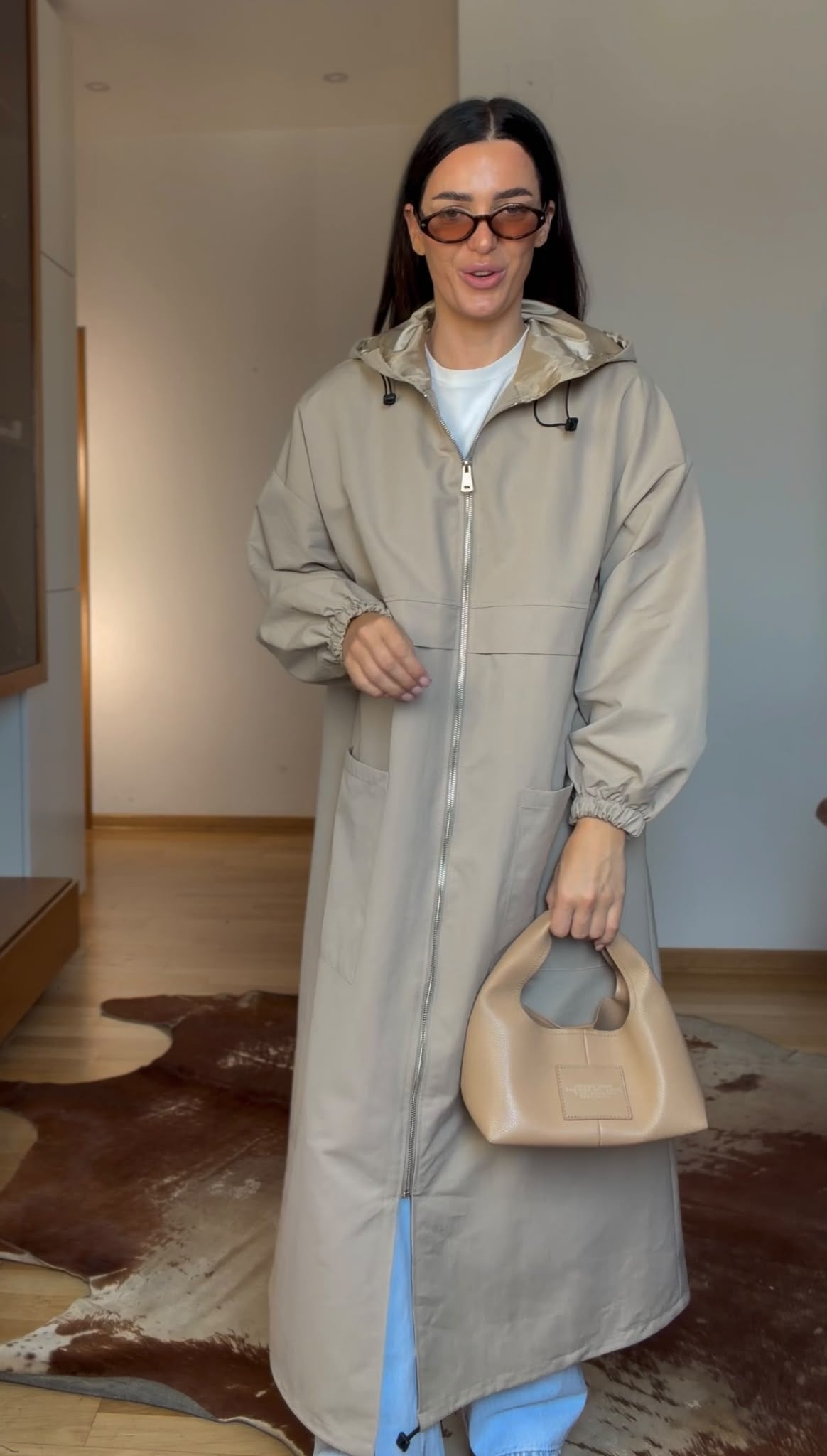 Longline Coat Jacket- Cool Beige