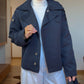 Belted Collar Jacket- Navy
