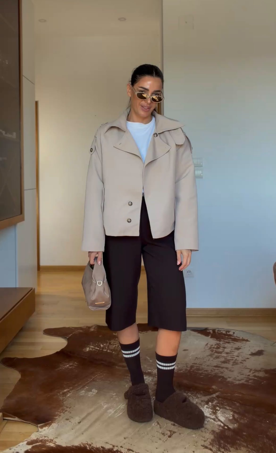 Belted Collar Jacket- Beige