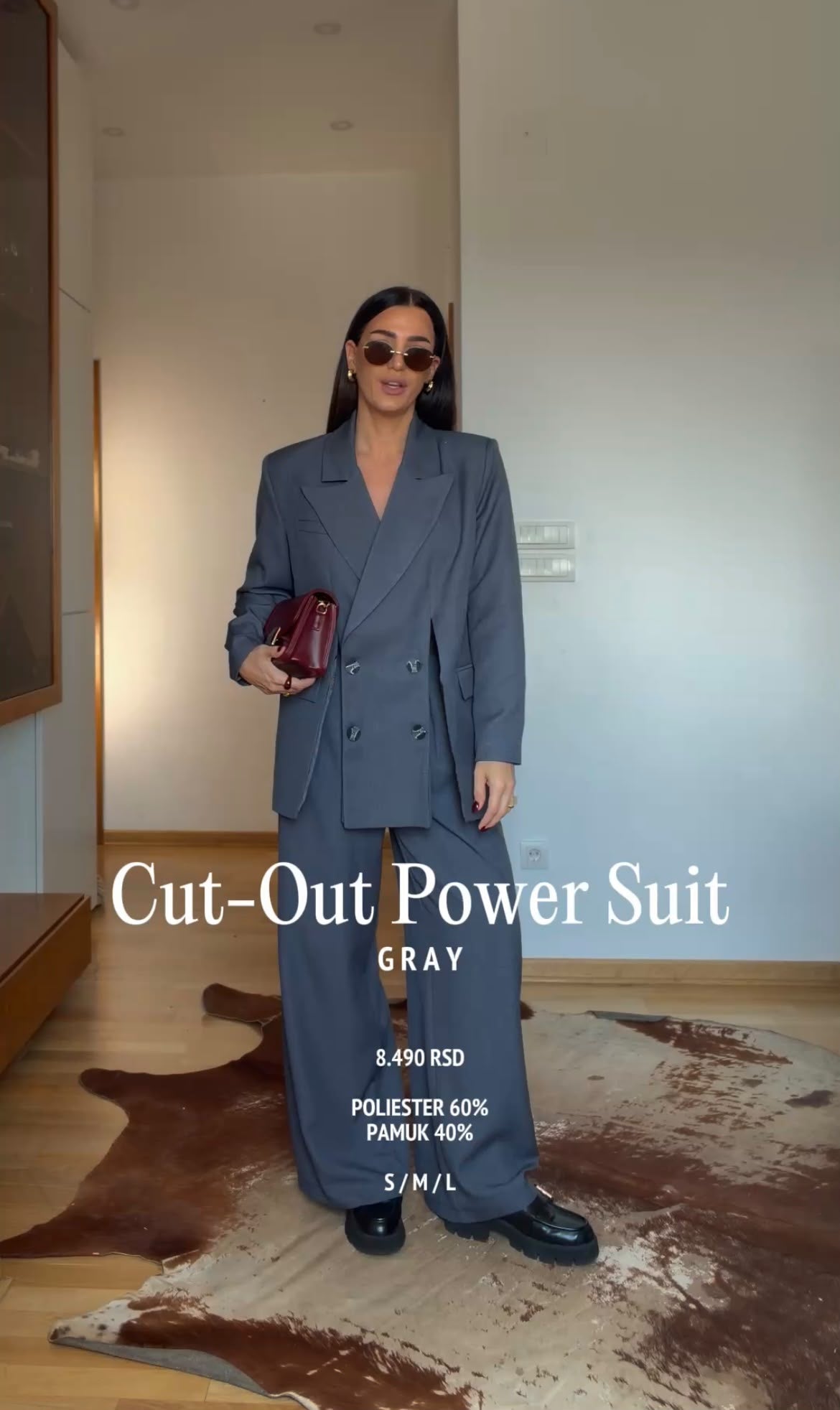Cut-Out Power Suit-Gray