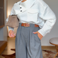 Statement Pants with belt- Gray