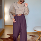 Statement Pants with belt-Burgundy