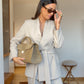 Belted suit set- Beige